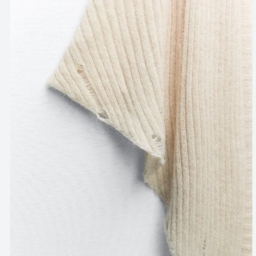 NWT ZARA RIPPED KNIT CAPE Cardigan Neck Warmer